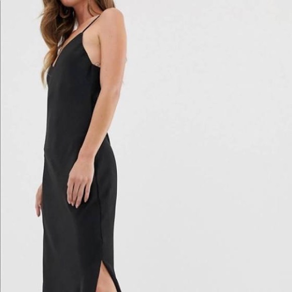 A New Day Boho Black Maxi Slip Dress With Slitted Leg Size Medium NEW WITH TAGS - Picture 2 of 3